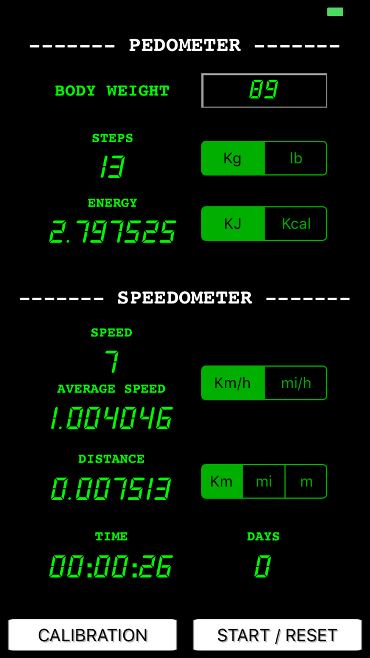 Pedometer and Speedometer